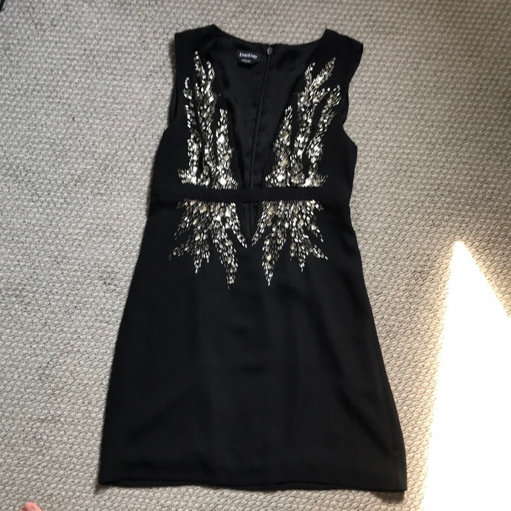 Bebe jeweled low cut mini dress size 4